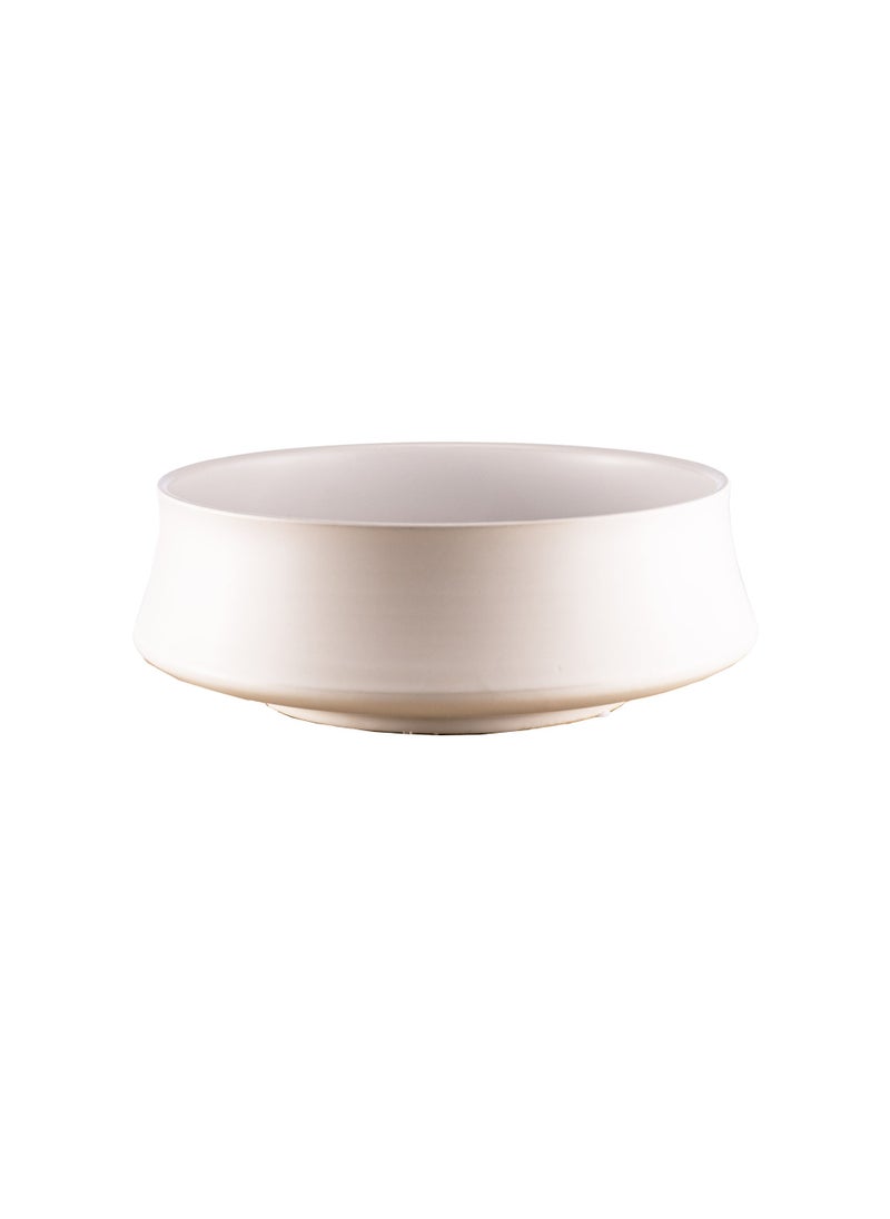 Gulf Flowers Gulf Flowers White Ceramic Plate – D21cm x H7.5cm Modern Decorative Bowl Plate for Fruit, Centerpiece, or Display – Elegant Minimalist Ceramic Dish for Home, Office, or Tabletop Décor 