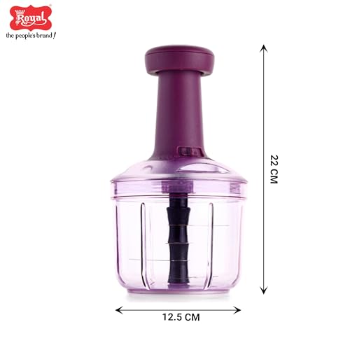 Royal Master Push Chopper 1000 ml - Fruits & Vegetables Chopper for Kitchen With 4X Stainless Steel Blades, Manual Easy Push & Chop, Premium Grade - Image 3