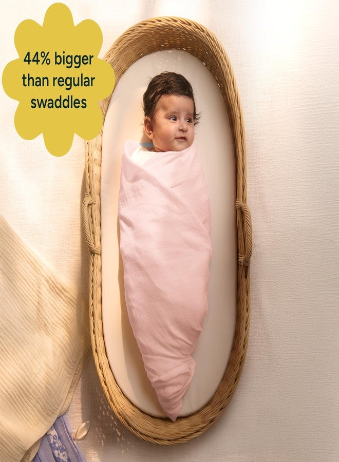 NINTARABABY Extra-Large Swaddles - 100% Organic Premium Muslin Cotton, 47"x 47"(119 cm x 119 cm), Ultra-Soft, Breathable, Lightweight, Multipurpose, Hypoallergenic, Gifts for Newborn Girls, Pack of 2 - Image 2