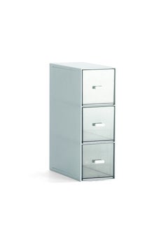 Transparent Stackable Drawer Storage Box High one-layer 3-blue