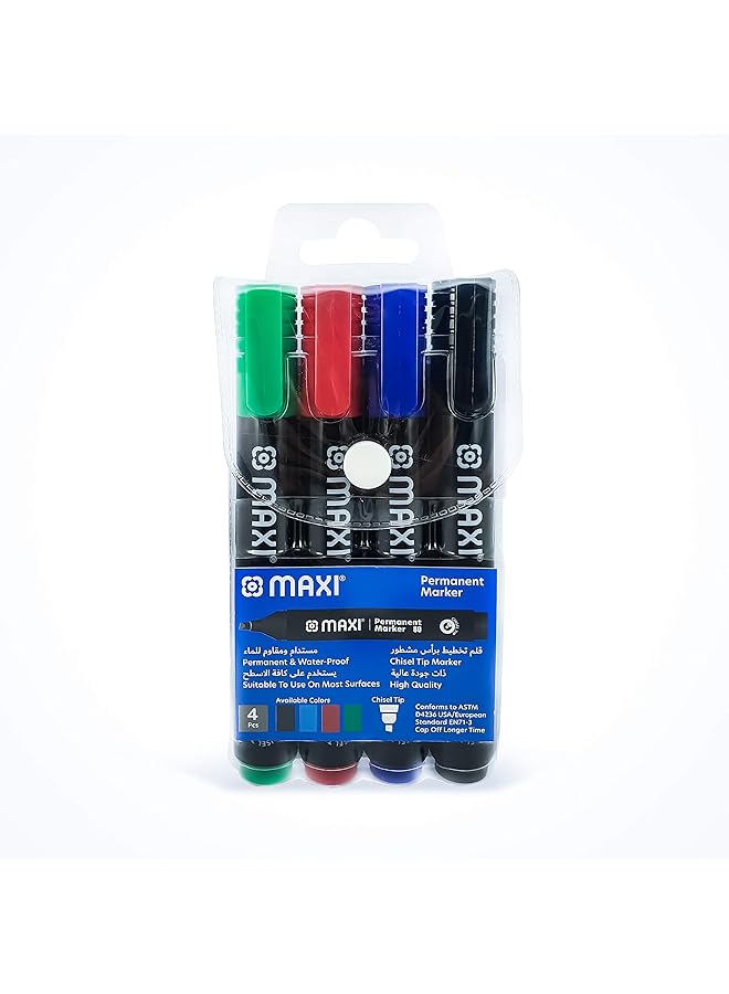 Maxi Permanent Marker Chisel Wallet Of 4Pc  - Image 1