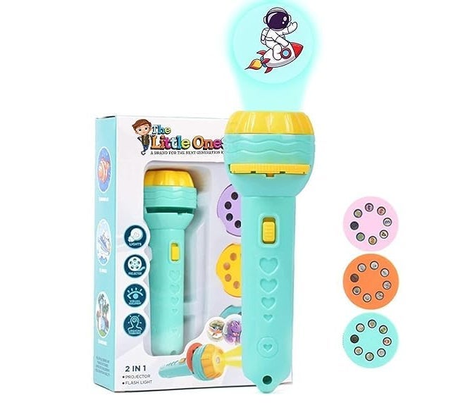 DIHAWK 3 Slides 24 Pictures Clear Projection Slide Flashlight Projector Torch for Kids - Mini Flashlight Projector Toy Multicolor Lights for 1-3 Years Olds Kids (Kids-Torch-Multicolor, 2, Count) - Image 1