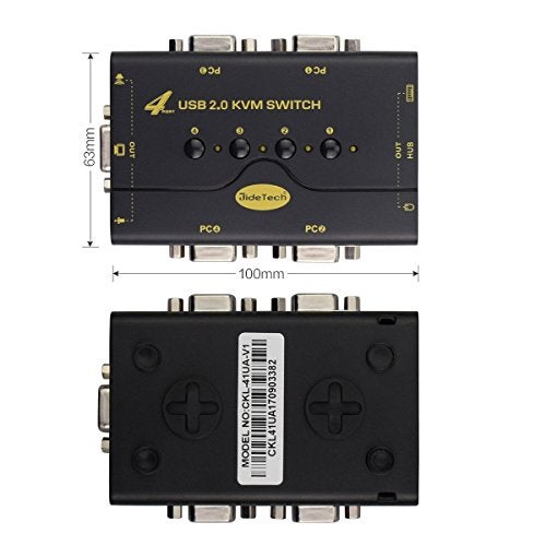JideTech 4 Port VGA KVM Switch with USB Hub and Audio Support Wireless Keyboard Mouse Connection and Push Button Switching Function - Image 4