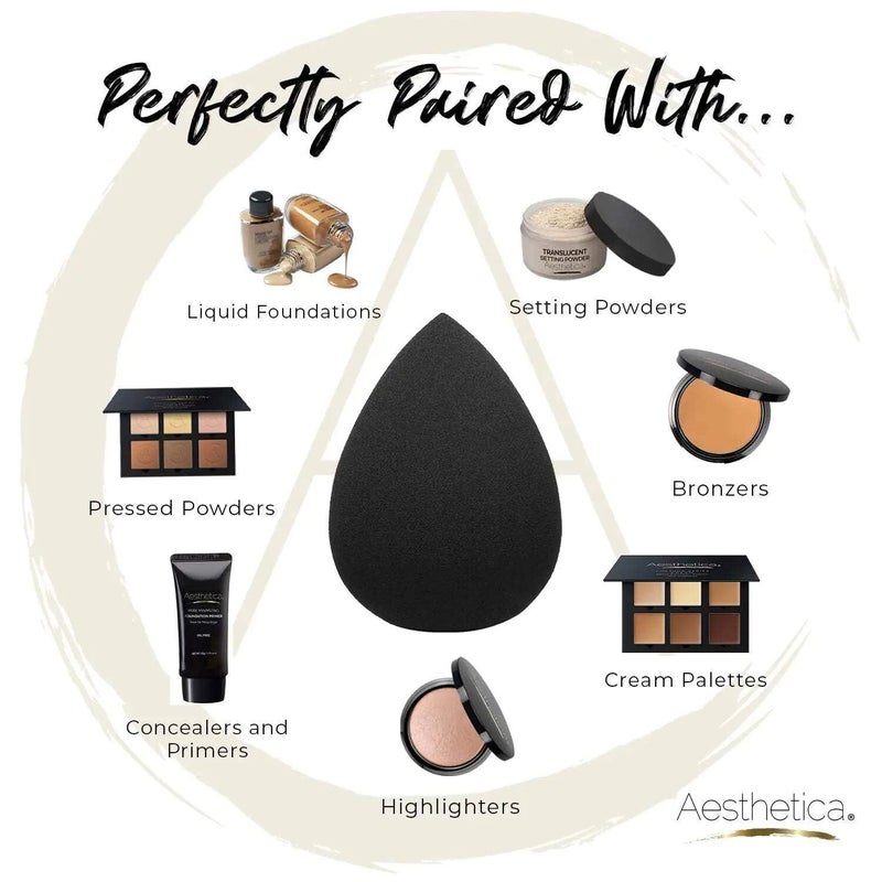 Aesthetica اسفنجة تجميل أستيتكا كوزمتيكس - خالية من اللاتكس ونباتية - اسفنجة مكياج لتطبيق البودرة أو الكريم أو السائل - قطعة واحدة من اسفنجة المكياج - Image 5