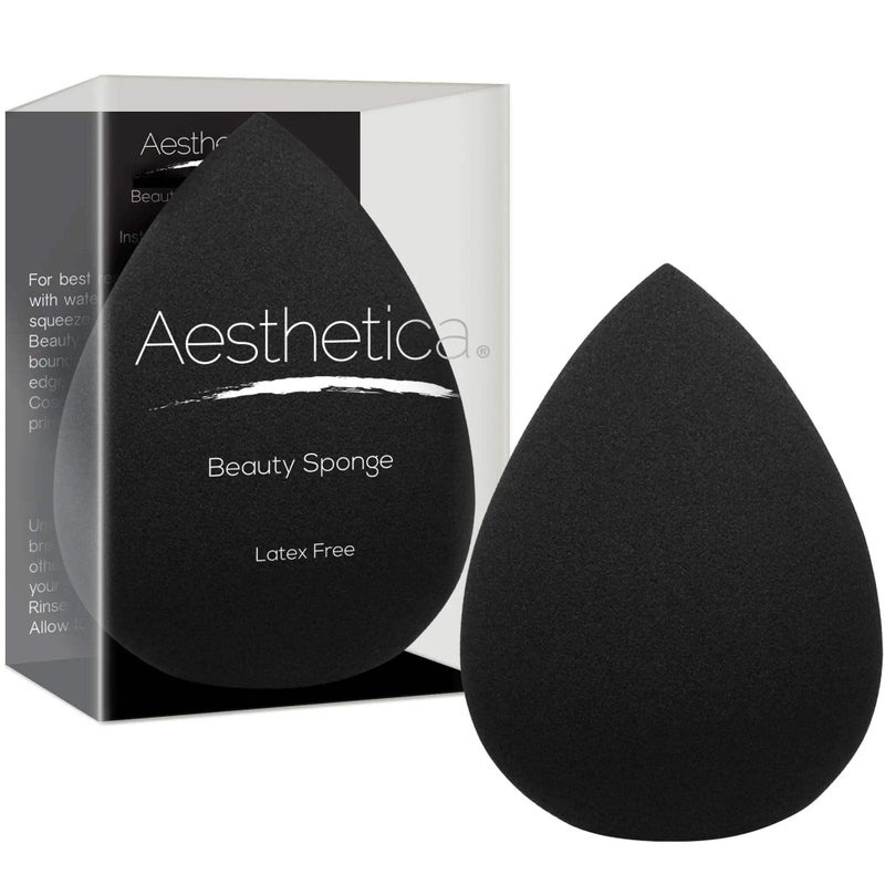 Aesthetica اسفنجة تجميل أستيتكا كوزمتيكس - خالية من اللاتكس ونباتية - اسفنجة مكياج لتطبيق البودرة أو الكريم أو السائل - قطعة واحدة من اسفنجة المكياج - Image 1