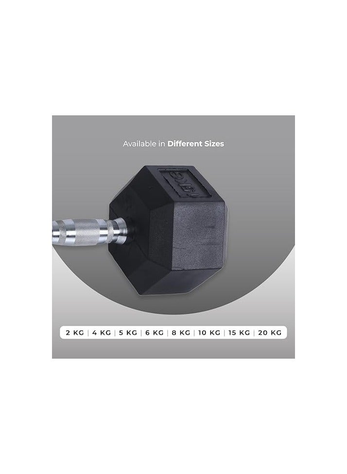 ENDLESS  Pair of 5 kg (2 x 11 lbs) Hexagon Rubber Coated Dumbbell | Black | Material: Iron and Rubber | Perfect for Bodybuilding, Fitness, Weight Lifting and Training at Home or Gym - Image 5