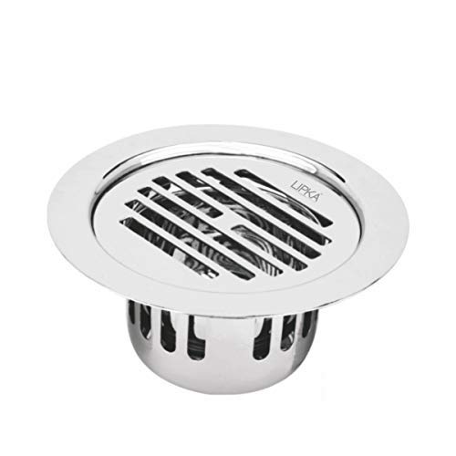 LIPKA Golden Classic Jali Round Flat Cut Floor Drain |304-Grade Stainless Steel |5.5 Inches| with Cockroach Trap| - Image 1