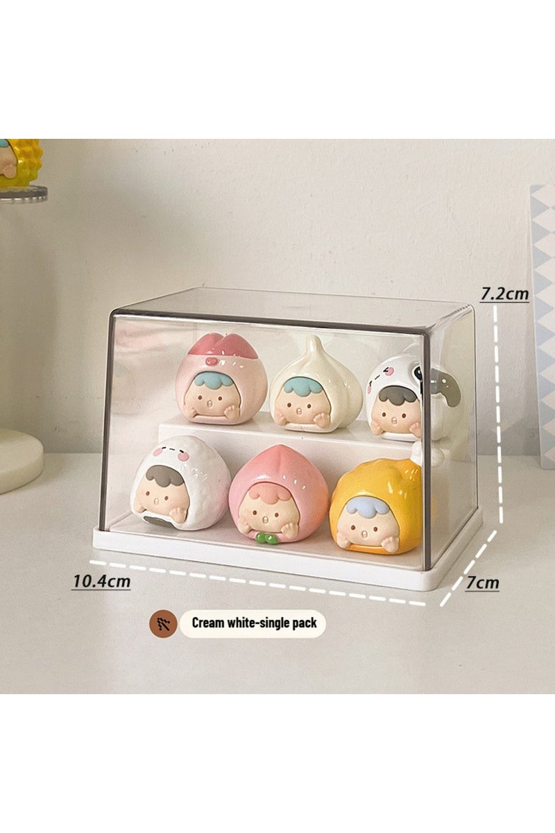 cream-white-1PCS Acrylic Display Case for Mini Figure Transparent Stackable Display Box Storage Orga