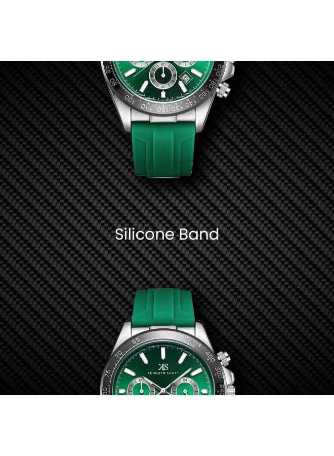 KENNETH SCOTT Men's Silicone Chrono & Multi Function Watch K23149-SSHH - 45 mm