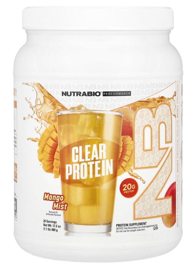 NutraBio Performance Clear Protein Mango Mist 1.1 lb (489 g) 