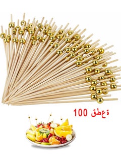 Depend 100 PCS Cocktail Stick Bamboo Fruit Sticks Wooden Toothpicks, For Party Tapas Nibbles Canapes Appetiser Fruit Skewer BBQ Sandwich Bento Accessory Pick Food  - Image 1