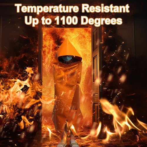 DIBBATU Fireproof Cloak Fire Escape Cloak Extra Big Fireproof Fiber Cape Emergency Used as A Fire Blanket Head Protection Fire Escape Suit for Household Office Home Orange 63 56in - Image 3