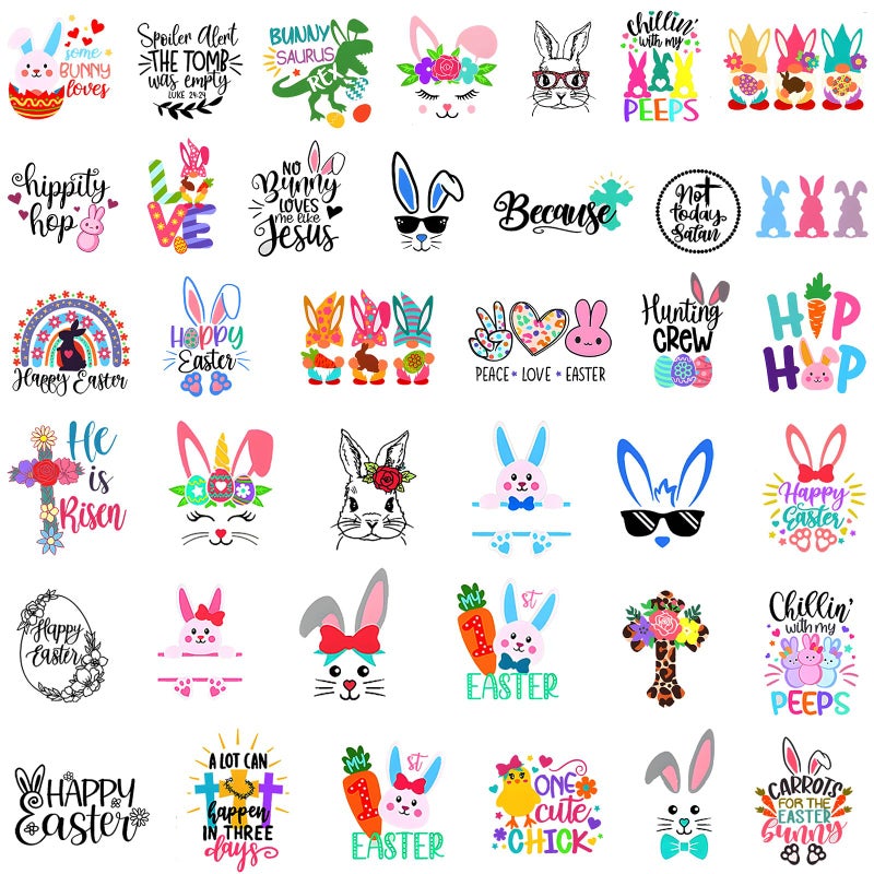 iMagitek 38 Pieces Easter Word Stickers for Crafts Vinyl Waterproof Bunny Face Decals for Crafts Wood Cup Glass Water Bottle Decoration - Image 1
