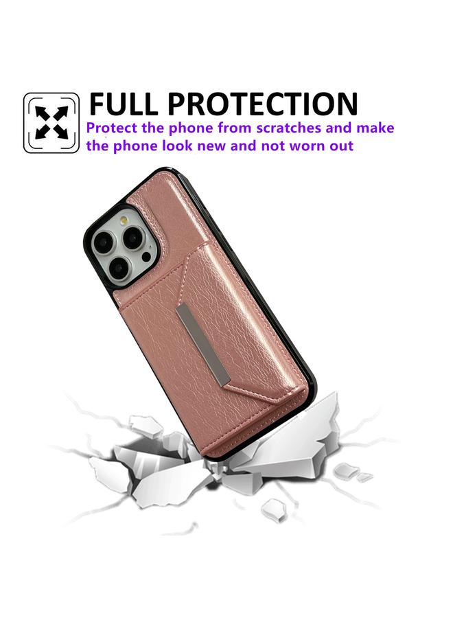 زبون جراب لهاتف iPhone 13 Pro بلون سادة مع مشبك معدني وفتحات للبطاقات وحقيبة هاتف - Image 5