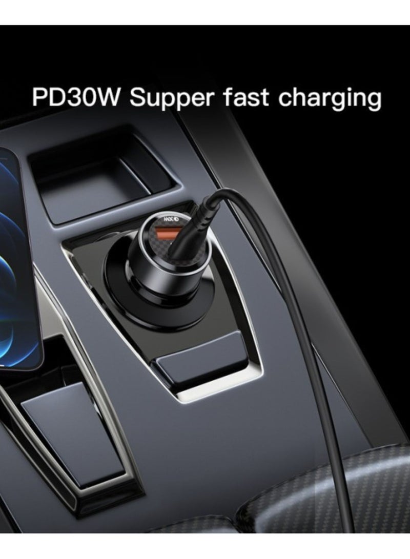 Yesido Y54 60W Fast Charging Car Charger – Dual-Port Adapter with Type-C to Lightning Cable – High-Speed Car Cigarette Lighter USB Charger for iPhone, iPad & Other Devices - Image 2