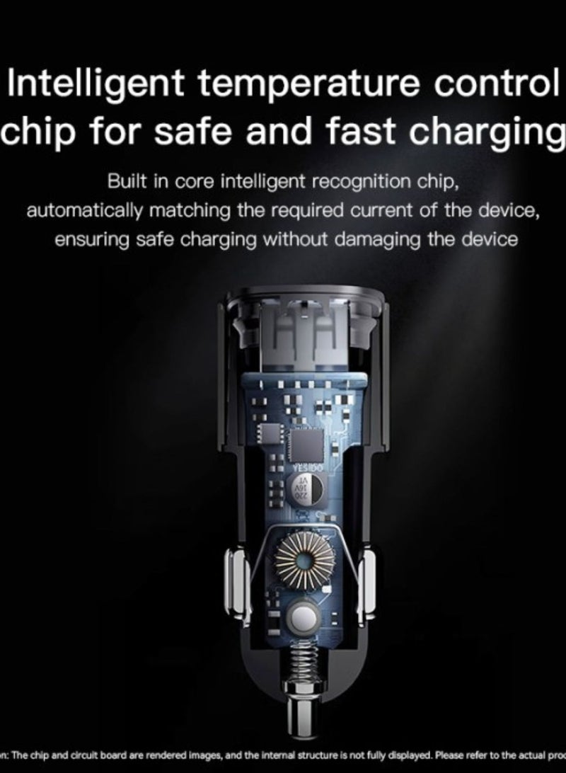 Yesido Y54 60W Fast Charging Car Charger – Dual-Port Adapter with Type-C to Lightning Cable – High-Speed Car Cigarette Lighter USB Charger for iPhone, iPad & Other Devices - Image 4