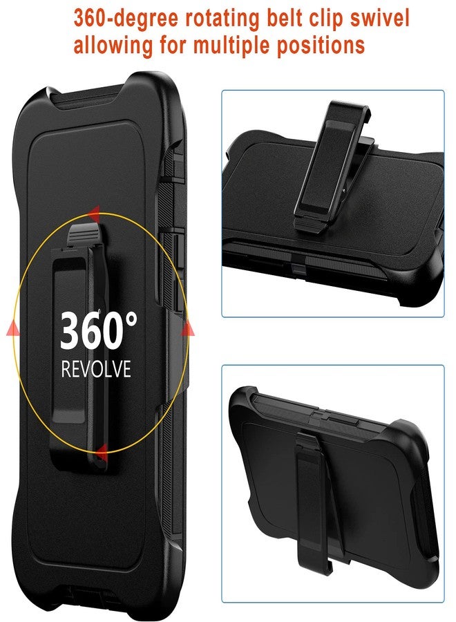JGS for iPhone 13 Pro Max Case 6.7", Military Grade 3 in 1 Heavy Duty Shockproof/Drop Proof Case with 2 PCS Tempered Glass Screen Protector, Includes Holster Clip Kickstand (Black) - Image 4