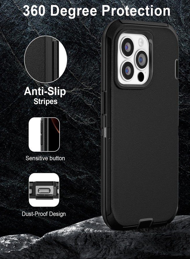 JGS for iPhone 13 Pro Max Case 6.7", Military Grade 3 in 1 Heavy Duty Shockproof/Drop Proof Case with 2 PCS Tempered Glass Screen Protector, Includes Holster Clip Kickstand (Black) - Image 3
