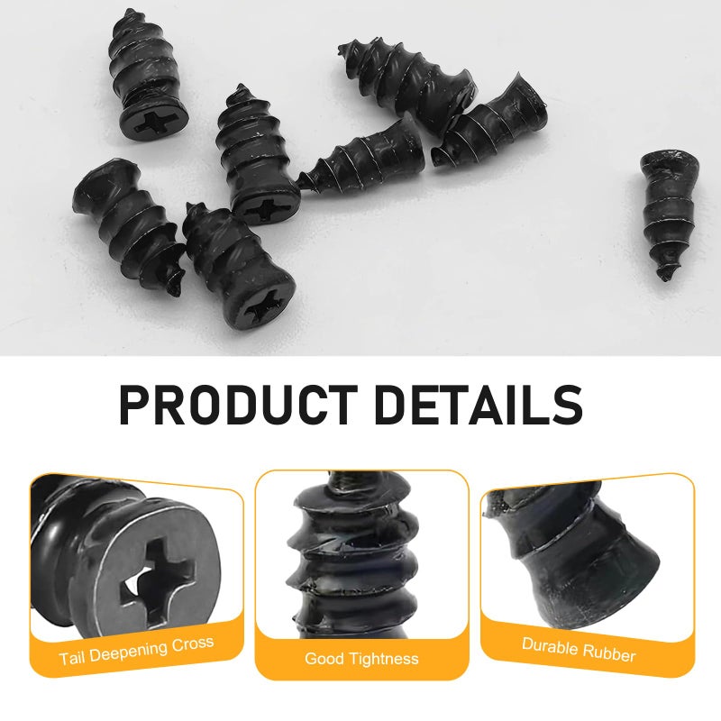 Qurbuns 60 PCS Tire Repair Rubber Nails, Rubber Vacuum Tire Repair Kits, Spiral Tire Screw Plugs, Universal Self-Service Tool for Car Motorcycle Truck Tire Puncture Repair (Black) - Image 3