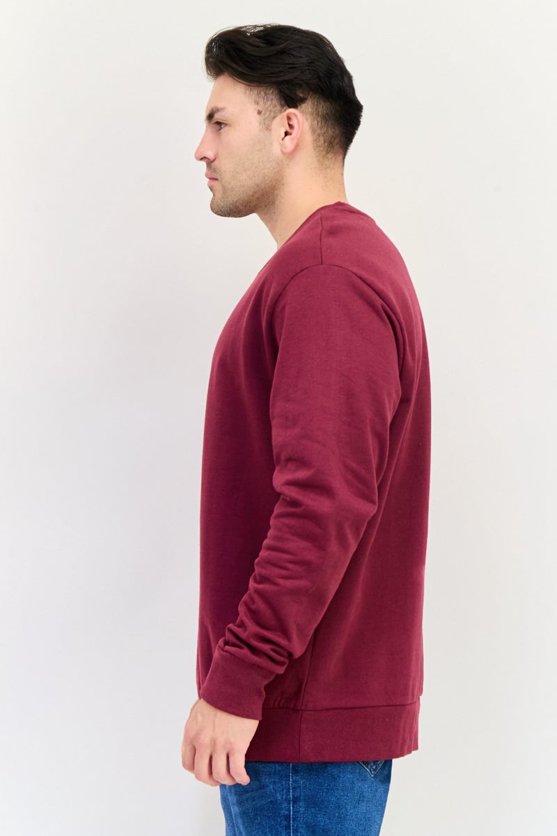 KANGOL Men Ribbed Neck Embroidered Logo Long Sleeves Sweatshirt, Maroon  - Image 2