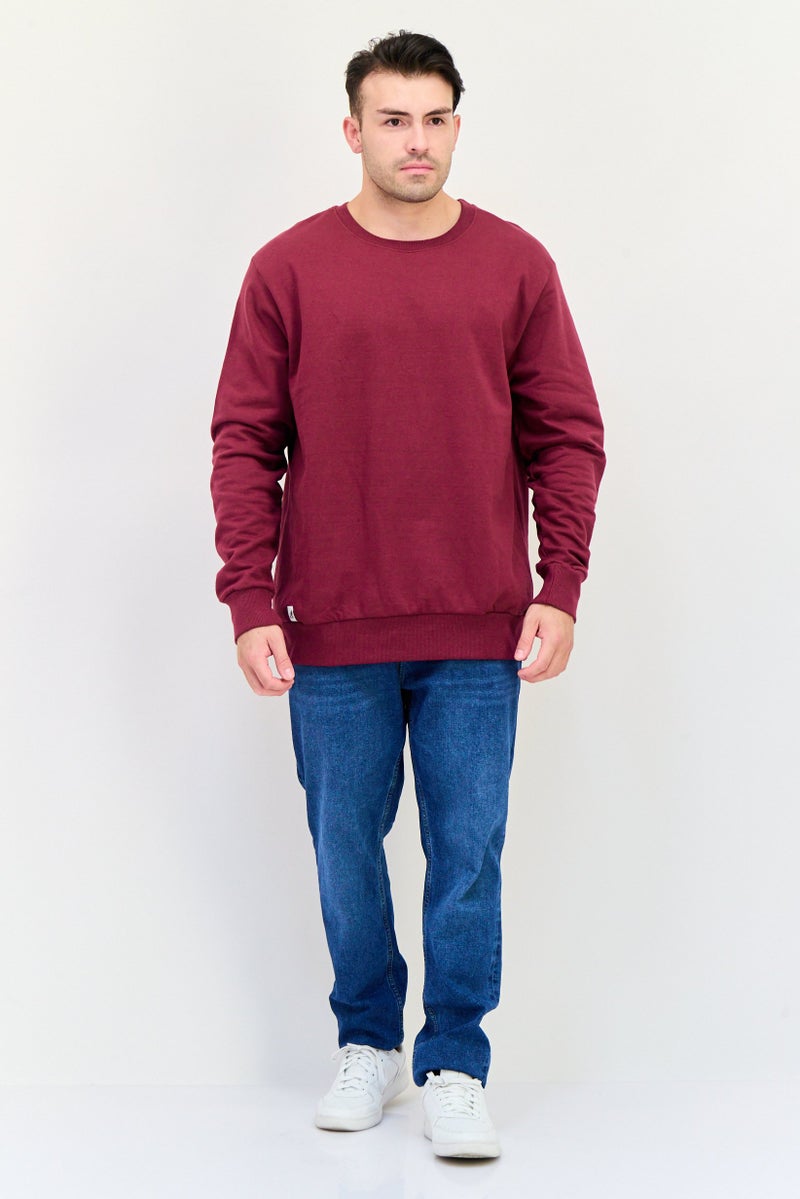 KANGOL Men Ribbed Neck Embroidered Logo Long Sleeves Sweatshirt, Maroon  - Image 4