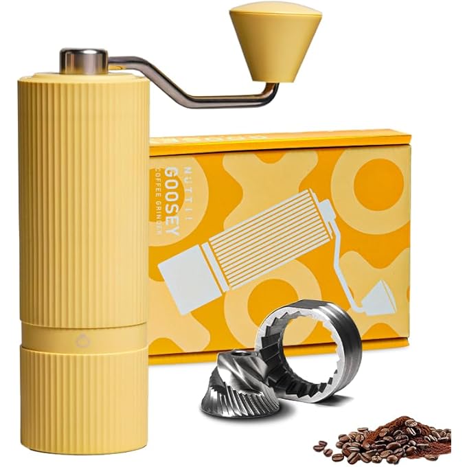 AOOEDDI Nuttii Manual Coffee Grinder Cnc Stainless Steel Conical Burrs Internal Adjustable Settings For Even Grinding Series Handheld Grinder Suitable For GiftsYellow - Image 1