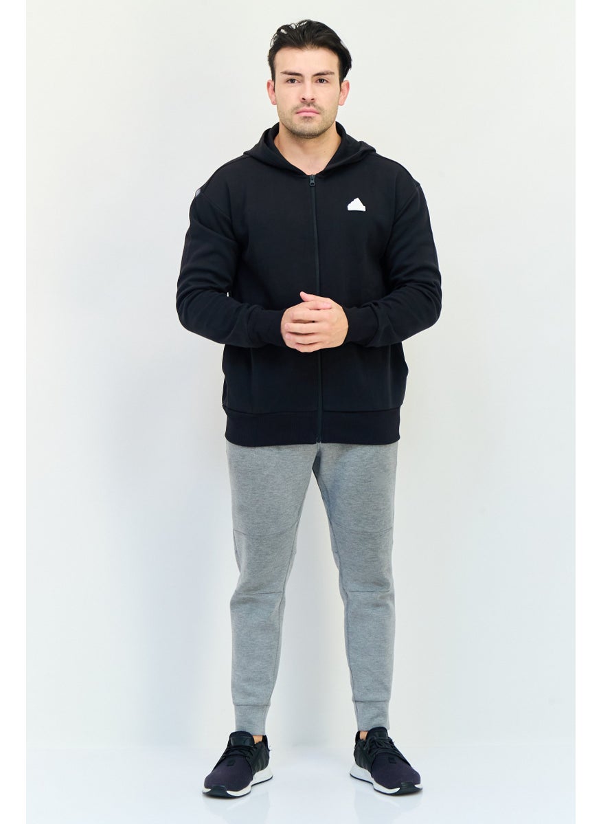 Adidas Men Sportswear Fit Long Sleeves Running Hoodie, Black  - Image 4