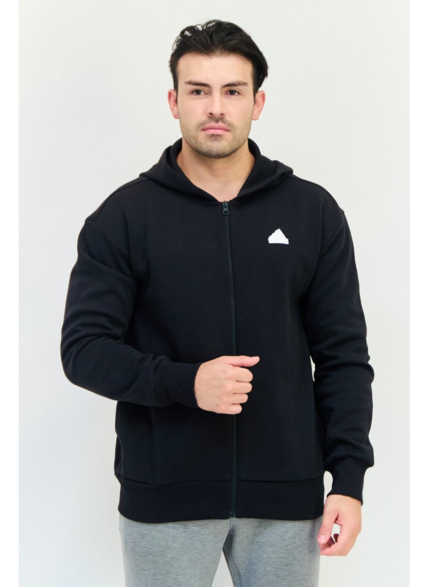 Adidas Men Sportswear Fit Long Sleeves Running Hoodie, Black  - Image 1
