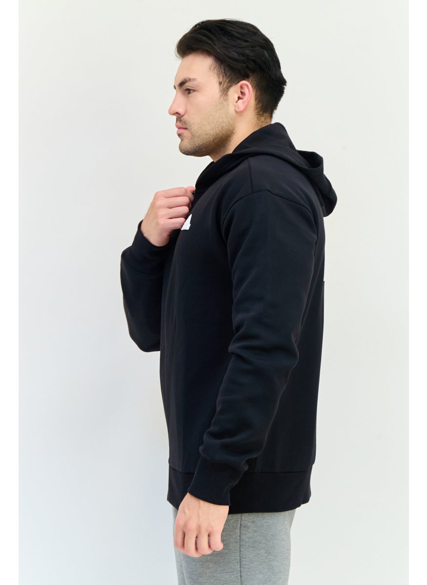 Adidas Men Sportswear Fit Long Sleeves Running Hoodie, Black  - Image 2