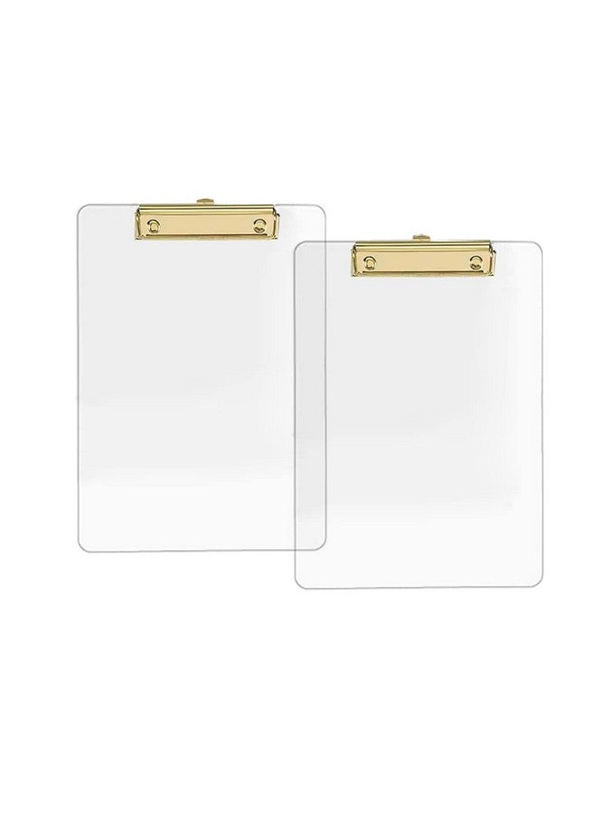 JIARI 2 Pack Clear Acrylic Office Clipboard A4 Letter Size 8.6" X 12.2" (Gold) - Image 1