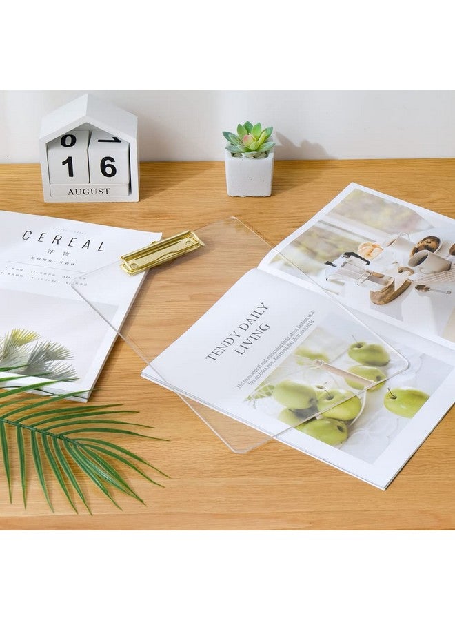 JIARI 2 Pack Clear Acrylic Office Clipboard A4 Letter Size 8.6" X 12.2" (Gold) - Image 3