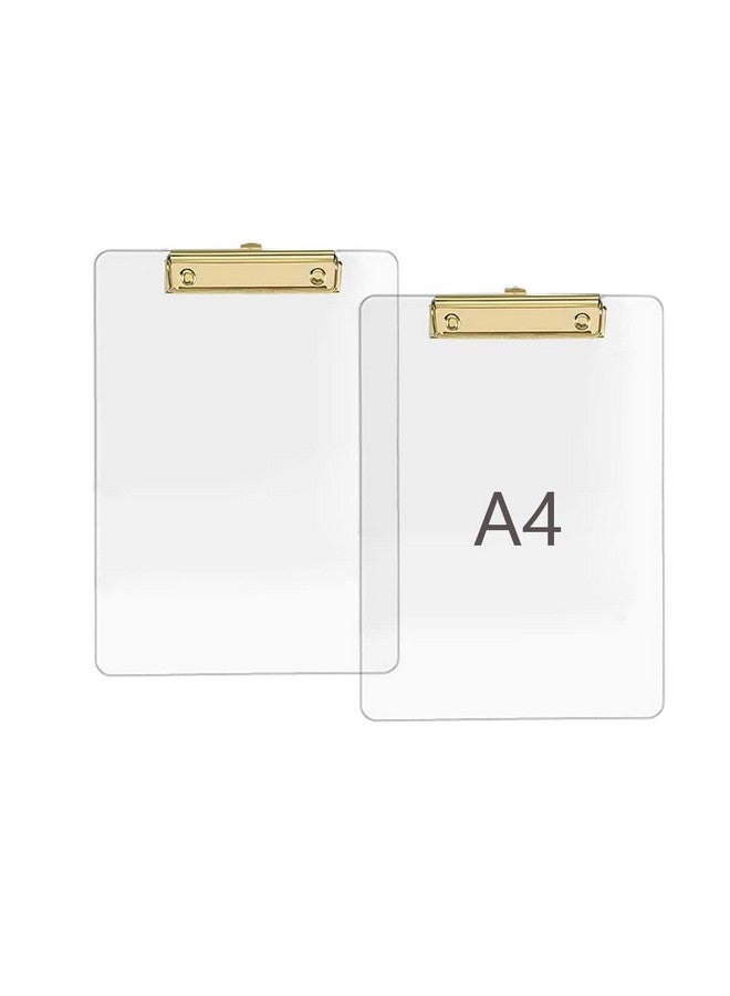 JIARI 2 Pack Clear Acrylic Office Clipboard A4 Letter Size 8.6" X 12.2" (Gold) - Image 2