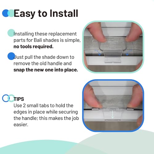 DuckcowsC 4Pcs Shade Lift Handles Compatible with Graber Bali Cordless Mini Blinds and Cellular Shades Made After 2015, Clear Plastic Pulls Fit 3/4" Pleat Cordless Honeycomb Blinds - Image 4