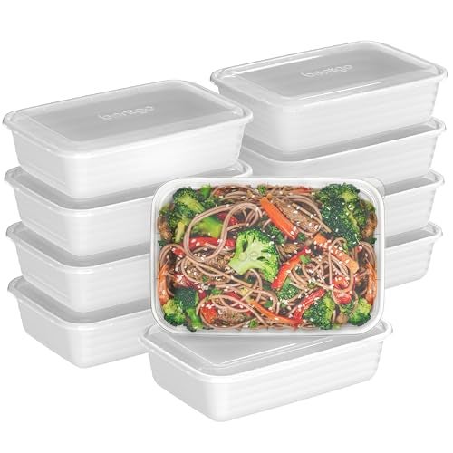 Bentgo 20Piece Lightweight Durable Reusable BPAFree 1Compartment Containers  Microwave Freezer Dishwasher Safe  White