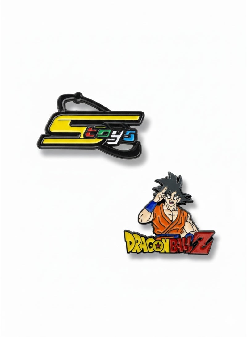 Space Two-piece metal phone sticker featuring Goku from the Dragon Ball anime series and the Spacetoon channel logo - Image 1