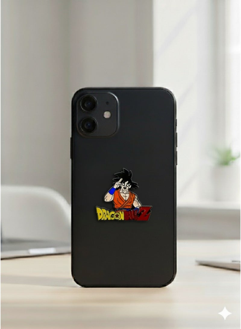 Space Two-piece metal phone sticker featuring Goku from the Dragon Ball anime series and the Spacetoon channel logo - Image 4