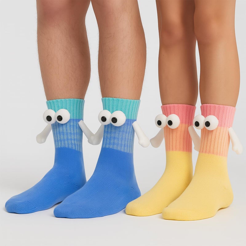 TWPER Magnetic Socks Holding Hands 2 Pairs, Funny Socks for Couples Friendsâ€“ Cute Birthday Gifts for Women Men Bestie Lovers - Image 2