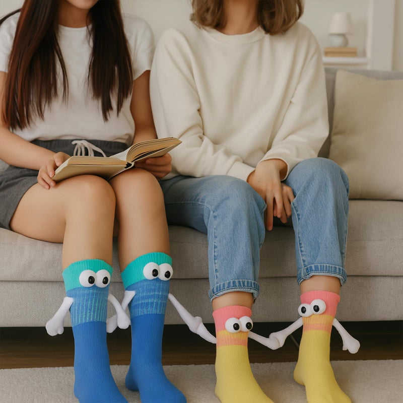 TWPER Magnetic Socks Holding Hands 2 Pairs, Funny Socks for Couples Friendsâ€“ Cute Birthday Gifts for Women Men Bestie Lovers - Image 3