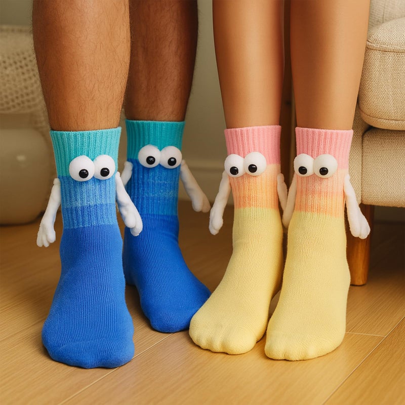 TWPER Magnetic Socks Holding Hands 2 Pairs, Funny Socks for Couples Friendsâ€“ Cute Birthday Gifts for Women Men Bestie Lovers - Image 5