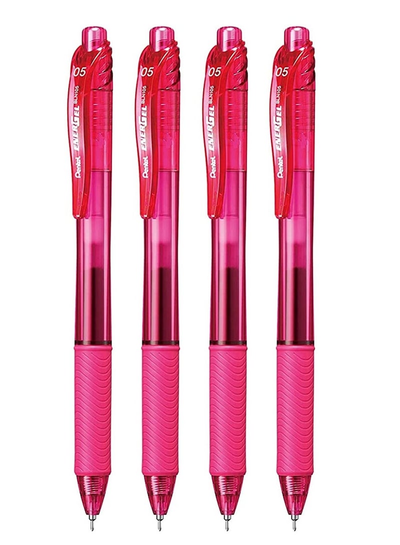 Pentel 4-Piece Energel Gel Ink Pen 0.5mm Tip Pink Ink - Image 1