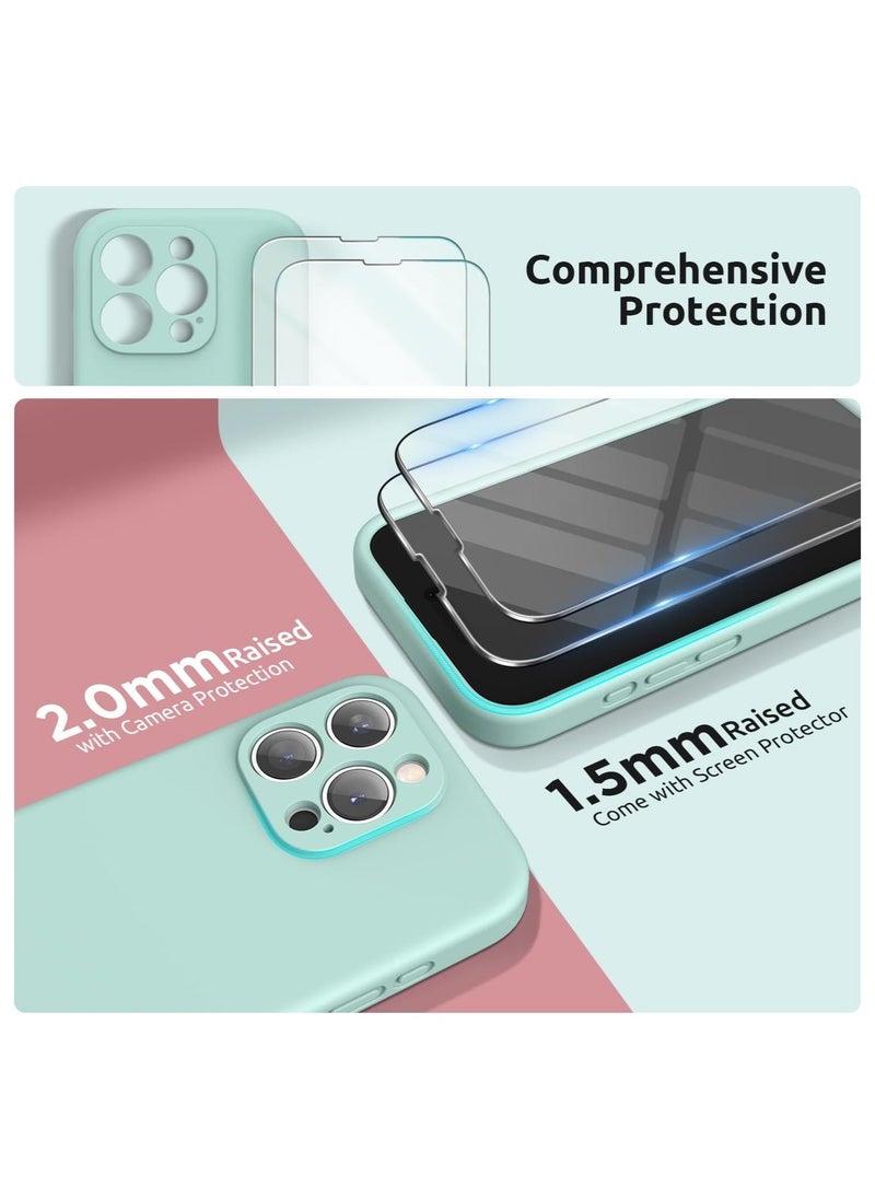 Raxoom Design for iPhone 15 Pro Max Case, Liquid Silicone [2 x Screen Protectors & 1 x Lanyard] Protection for Each Lens Shockproof Cover for iPhone 15 Pro Max 6.7 inch 2023, Mint Green - Image 3