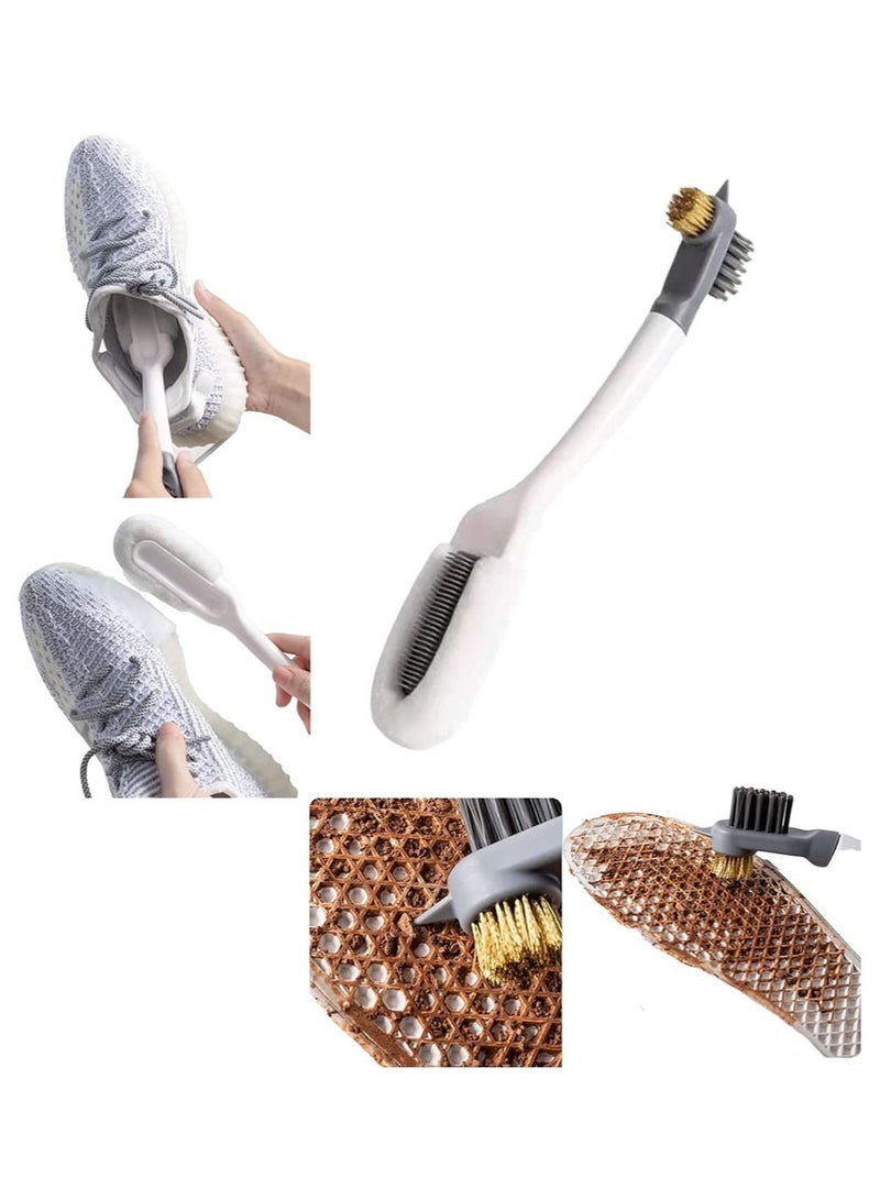 KASTWAVE Professional Cleaning Shoe Brush Multifunctional Household Brushes Care Long Handle Soft Bristle Shoes Scrubber for Bags and Clothes Sneaker White  - Image 1