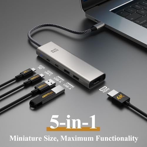 Minthouz USB C Hub,5-in-1 USB Hubs with 4K @60hz Display with 125W PD/10Gpbs USB-A Data Ports/USB C Dongle,USBC Splitter Multiport Adapter for MacBook Pro/Air,Iaptop USB hub - Image 2