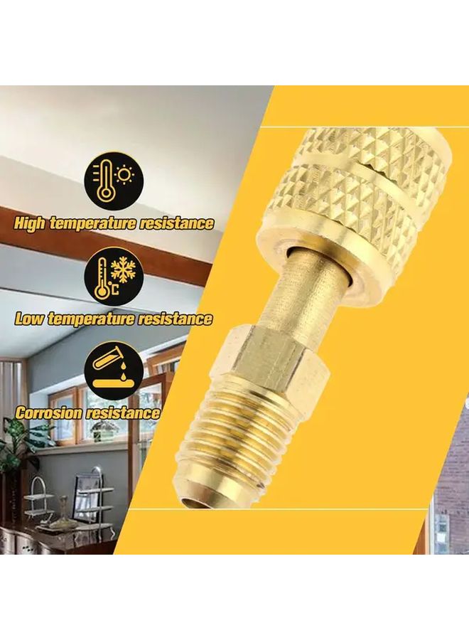 2pcs R410A Mini Split Air Conditioner Adapters 1 4 Inch Male to 5 16 Inch SAE Female Quick Couplers Gold Tone Copper for HVAC and Refrigeration Systems - Image 5