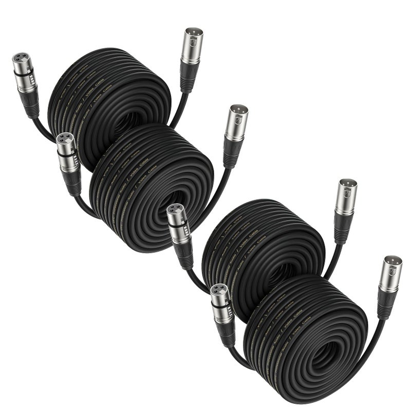 4pcs 6ft XLR Male To Female Microphone Cable For Microphones Mixers DMX Stage Lighting Mixing Boards Speaker Systems PVC Sheath Black - Image 1