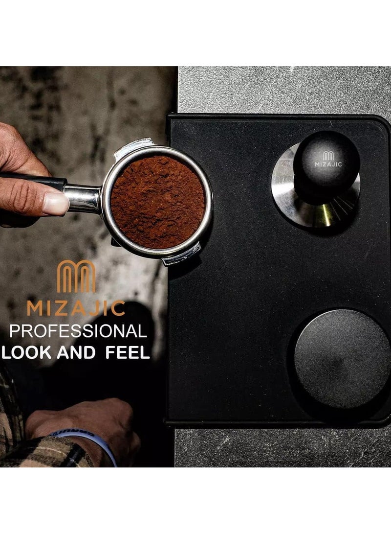 MIZAJIC 53mm Coffee Tamper Distributor Stainless Steel Powder Leveler with 3 Angled Slopes Base and Anti-Slip Adjustable Handle fit to 54mm Portafilters  - Image 3