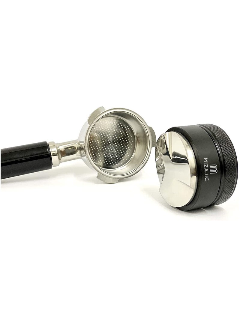MIZAJIC 53mm Coffee Tamper Distributor Stainless Steel Powder Leveler with 3 Angled Slopes Base and Anti-Slip Adjustable Handle fit to 54mm Portafilters  - Image 5