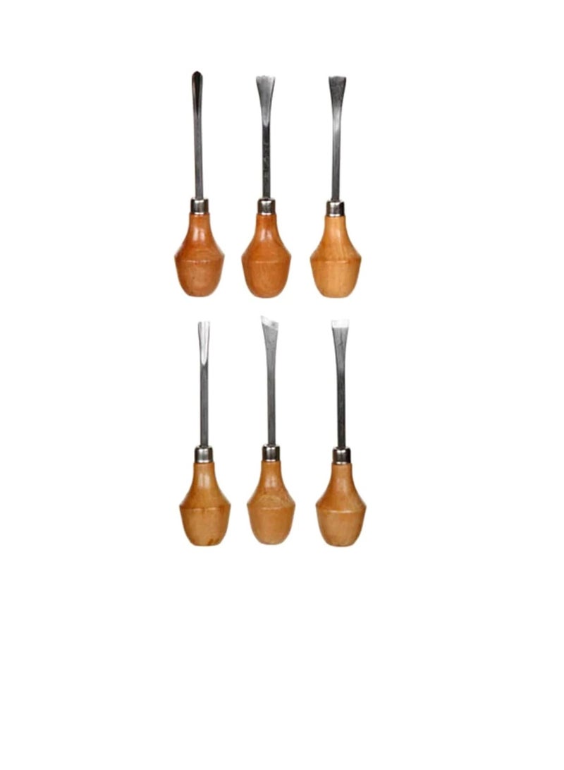 طقم نحت خشب مقابض خشبيةستة قطع - Image 2