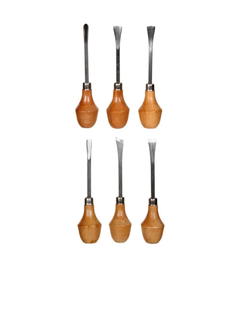 طقم نحت خشب مقابض خشبيةستة قطع - Image 1