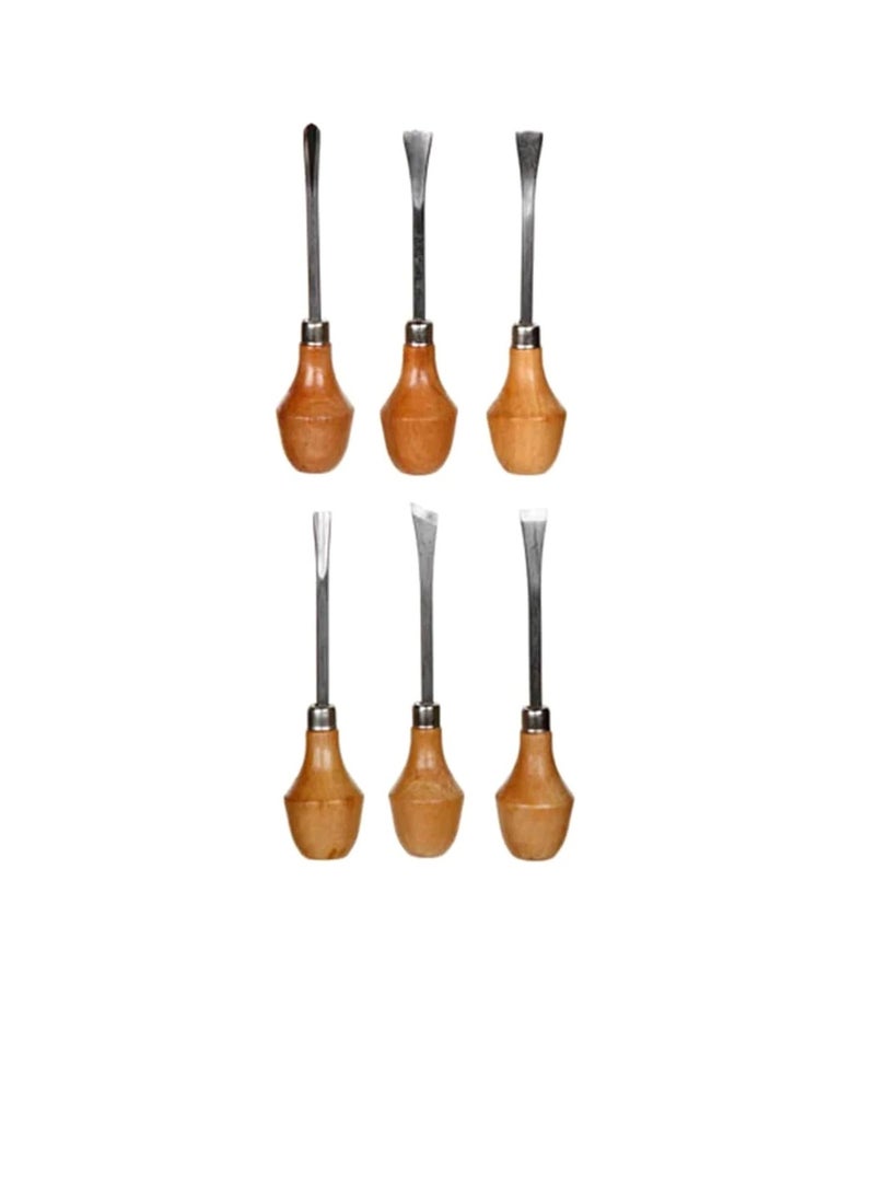 طقم نحت خشب مقابض خشبيةستة قطع - Image 3